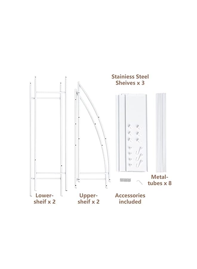 راكسوم منظم الحمام الأيمن ذو 3 أرفف فوق مساحة تخزين المرحاض، رف المرحاض، 27 بوصة طول × 10 بوصة عرض 66 بوصة ارتفاع (أبيض) - Image 3