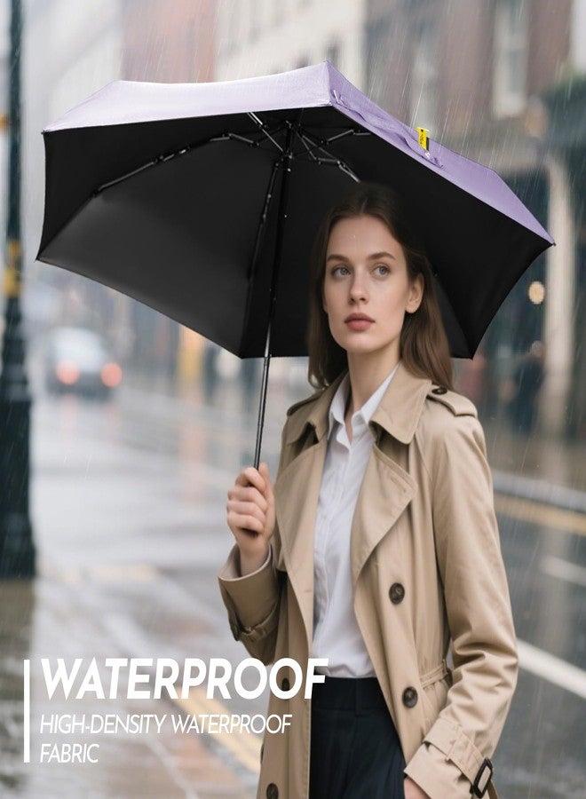 LILAC Travel Mini Umbrella Compact Small & Lightweight, UV Rain Protection, Pocket-Sized Folding Umbrellas with Quickdraw & Case for Men Women & Kids Backpack (PurplePurple) - 2 Packs - Image 5