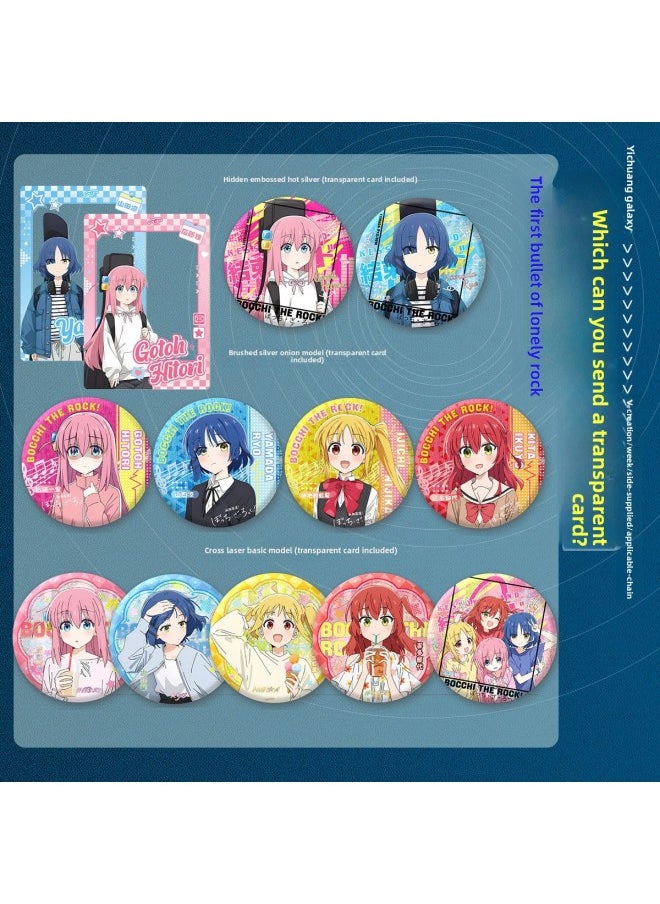 null - Lonely Rock Blind Box Tinplate 75mm Anime Goto Dou Xi Duo Yu Dai Peripheral Blind Pendant Cards-Color:[lonely Yao Rolling 1 Bullet] The Whole Box Of 10 Draws Comes With 1 Pump-Specifications:[about 75mm Diameter] Tinplate Badge Blind Box With Transparent Card - Image 1