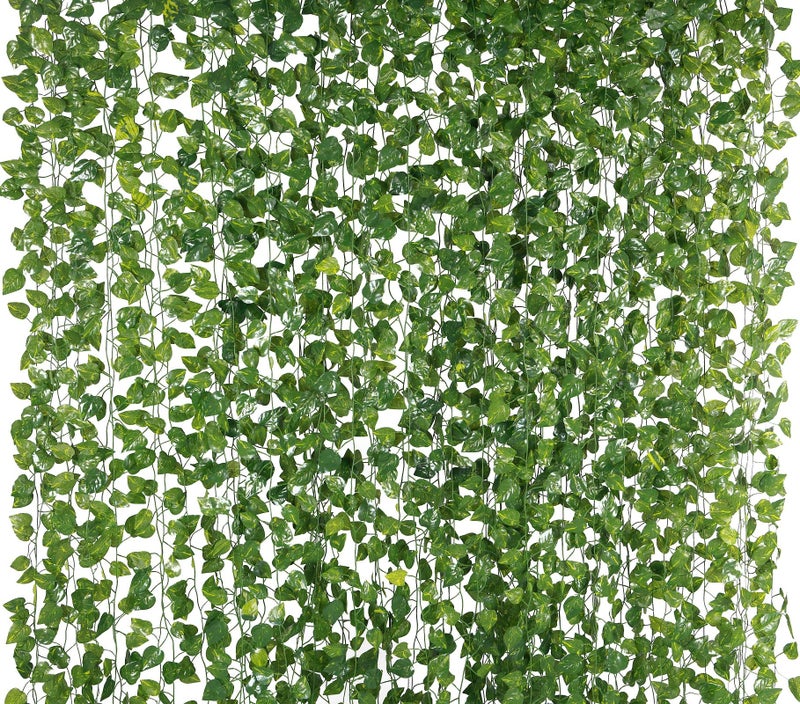 Yatim 78Ft 12 Pack Silk Artificial Ivy Vines Leaf Garland Plants Hanging Wedding Garland Fake Foliage Flowers Home Kitchen Garden Office Wedding Wall Decor