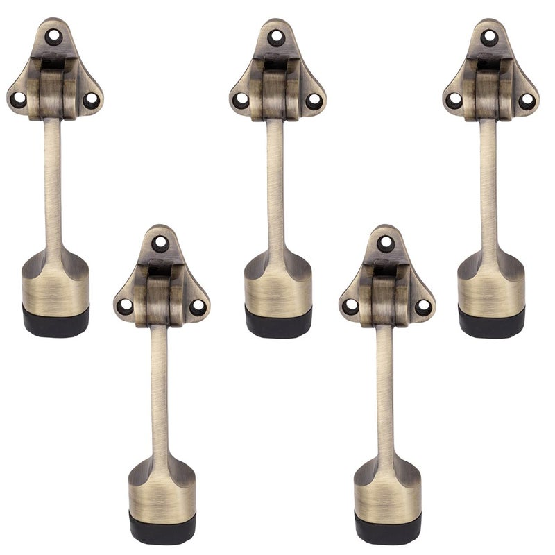 Atom Door Stopper | Kickdown Door Stop with One Touch | Adjustable Height & Rubber Tip 1.5 Inches, Door Stops (Brass Antique Finish, DS003), Pack of 5 - Image 3