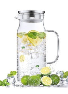 Generic Glass Pitcher, 40 oz Glass Water Pitcher for Fridge, Glass Carafe for Iced Tea with Lid and Spout, Hot Cold Water Jug, Easy Clean Heat Resistant Borosilicate Glass Jug for Juice Cold Hot Beverages  - Image 1