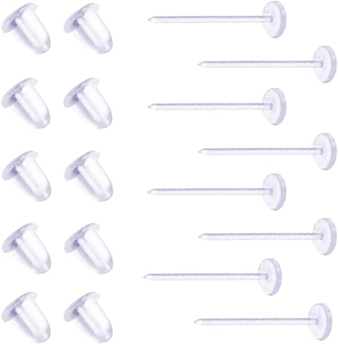 Cooplay 200 Pairs (400PCS) 3mm Invisible Plastic Earrings Blank Pins Stud Tiny Head Findings DIY Supplies Back Post Earnuts Pad Nickel Free - Image 1
