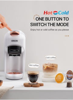 Cafelffe New 5 In 1 Automatic Capsule Coffee Machine Hot Cold Espresso Coffee Maker With 7 Levels LED Bar Indicator For Nes Capsule DG Capsule Kcup Capsule ESE Pod And Powder 0.6L White  - Image 4