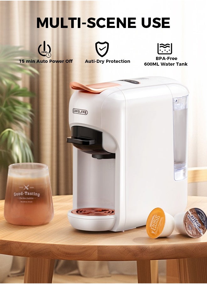 Cafelffe - New 5 In 1 Automatic Capsule Coffee Machine Hot Cold Espresso Coffee Maker With 7 Levels LED Bar Indicator For Nes Capsule DG Capsule Kcup Capsule ESE Pod And Powder 0.6L White - Image 1