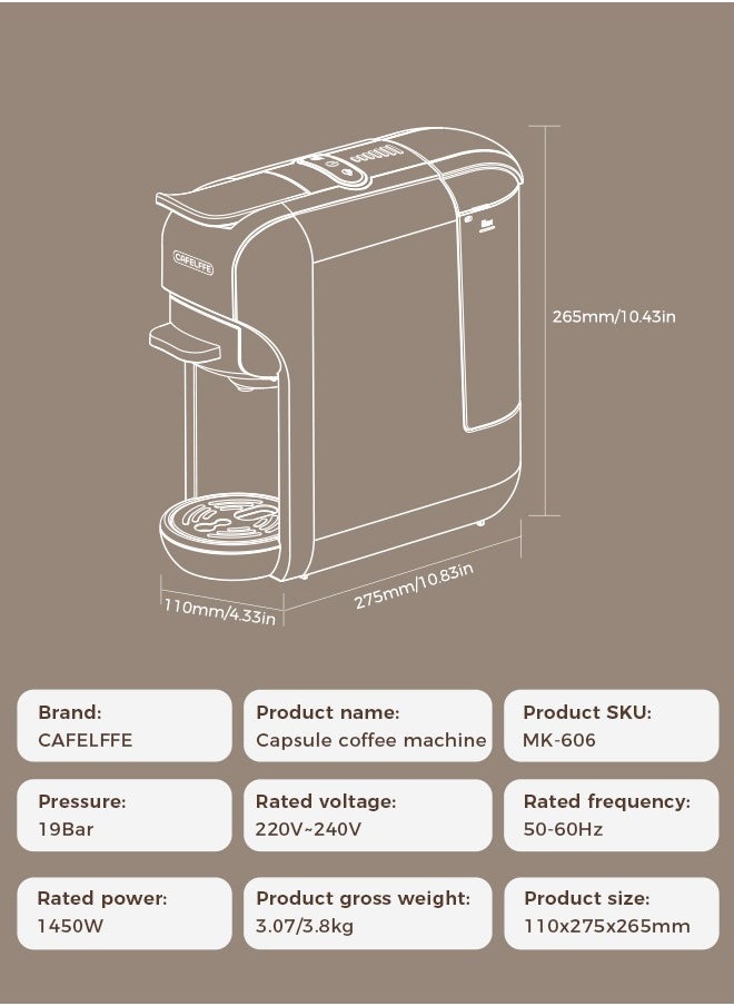 Cafelffe - New 5 In 1 Automatic Capsule Coffee Machine Hot Cold Espresso Coffee Maker With 7 Levels LED Bar Indicator For Nes Capsule DG Capsule Kcup Capsule ESE Pod And Powder 0.6L White - Image 1