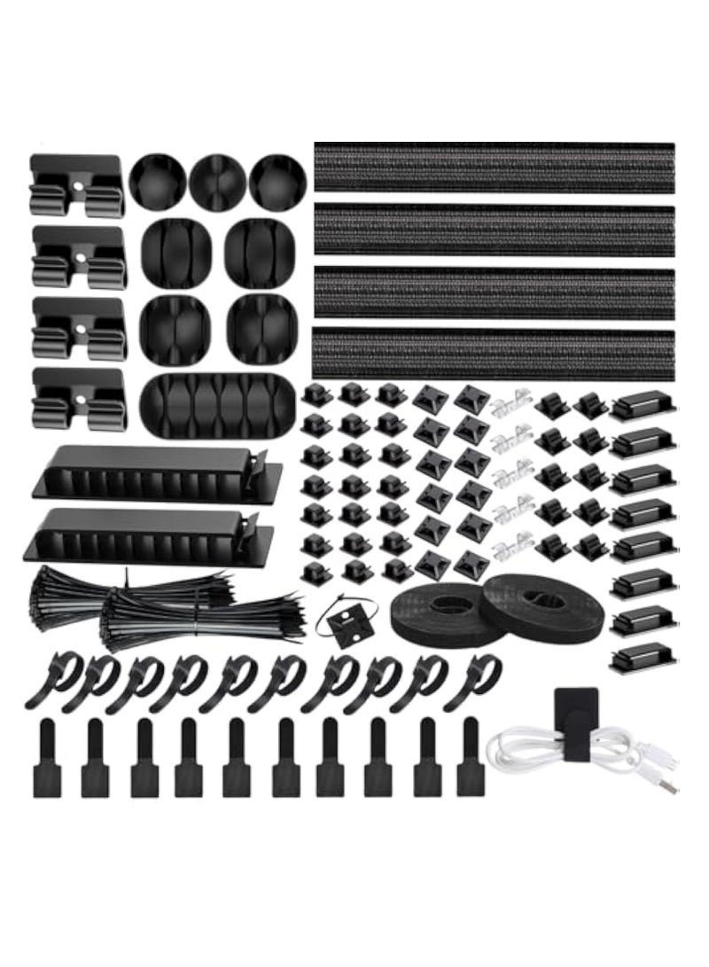 Arabest Cable Management Organizer Kit,  Cable Organizer for Home and Office. Useful for Power Cord, USB Cable, TV Cable, PC, Desktop Cable clips bundle - Image 1