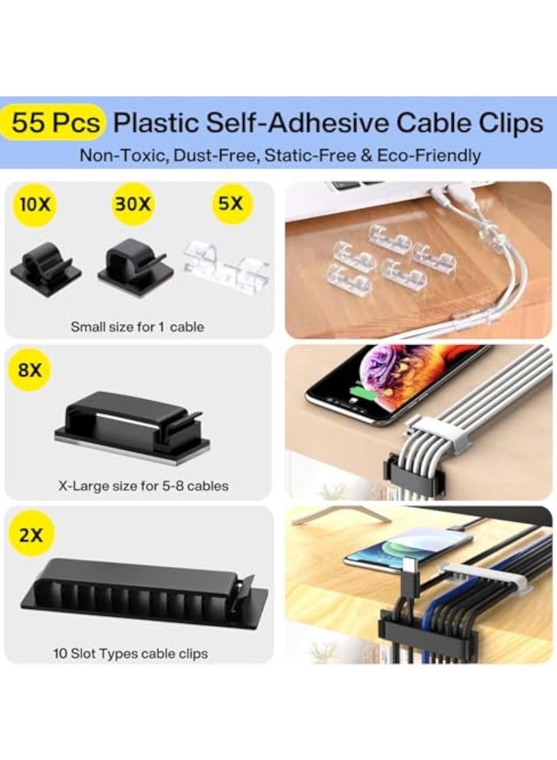 Arabest Cable Management Organizer Kit,  Cable Organizer for Home and Office. Useful for Power Cord, USB Cable, TV Cable, PC, Desktop Cable clips bundle - Image 2