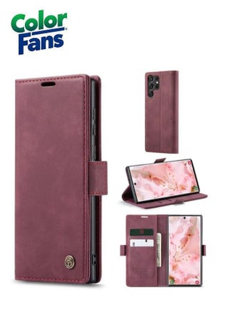 Samsung Galaxy S23 Ultra Stand Function Fully Wrapped PU Leather Wallet Case Magnetic Auto-absorbed Phone Case - Wine Red - pzsku/ZB44DDB0DA9F60E9F4F43Z/45/_/1703839745/25ded6d2-3bc5-47df-8e6c-b0a34cef4fa7