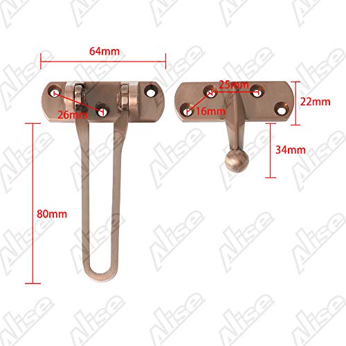 Alise Swing Bar Door Guard,Door Latch Lock for Front and Inside Doors,Security Latch for Kids Safety,Hinged Swing-in Doors,Home Security, Hotel Door Latches,Red Bronze - Image 2