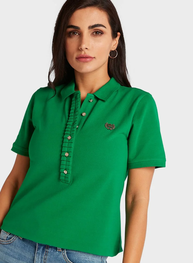 Iconic Ruffle Placket Detail Polo