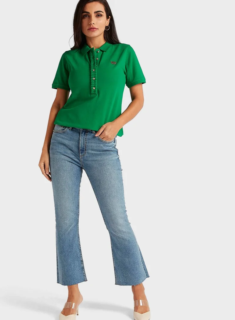Iconic Ruffle Placket Detail Polo
