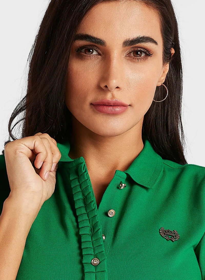 Iconic Ruffle Placket Detail Polo
