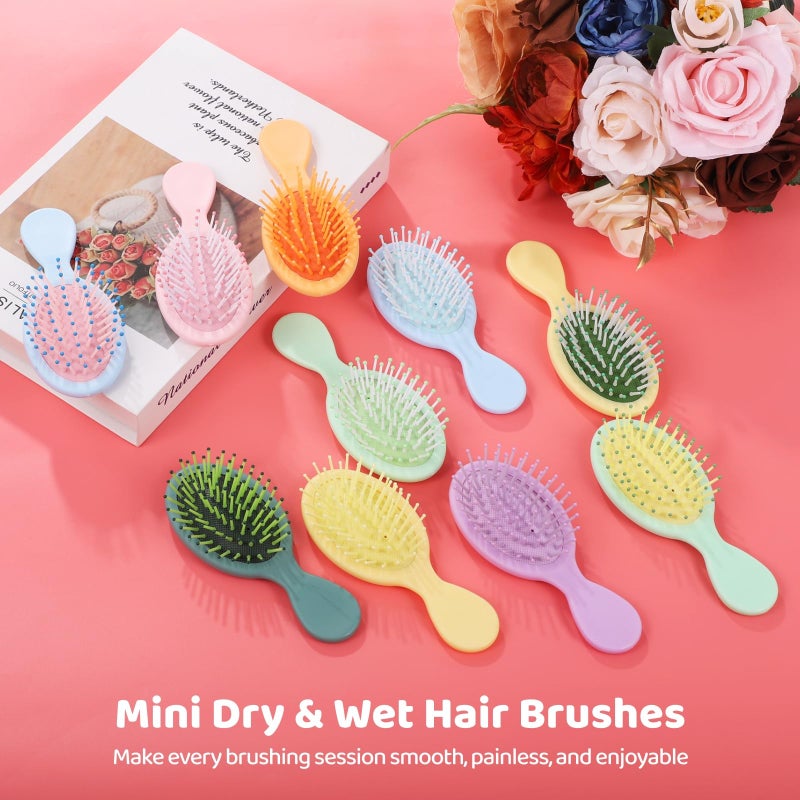 Homaisson 100 Pcs Mini Wet Hair Brushes, Travel Detangling Hairbrushes, Soft Cushion Tangle-less Hair Combs for Dry & Wet Hair, Compact for Little Ones and Adults, 10 Colors, Ideal for Home, Travel - Image 4