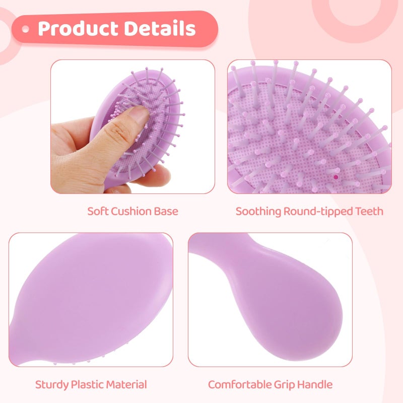Homaisson 100 Pcs Mini Wet Hair Brushes, Travel Detangling Hairbrushes, Soft Cushion Tangle-less Hair Combs for Dry & Wet Hair, Compact for Little Ones and Adults, 10 Colors, Ideal for Home, Travel - Image 3