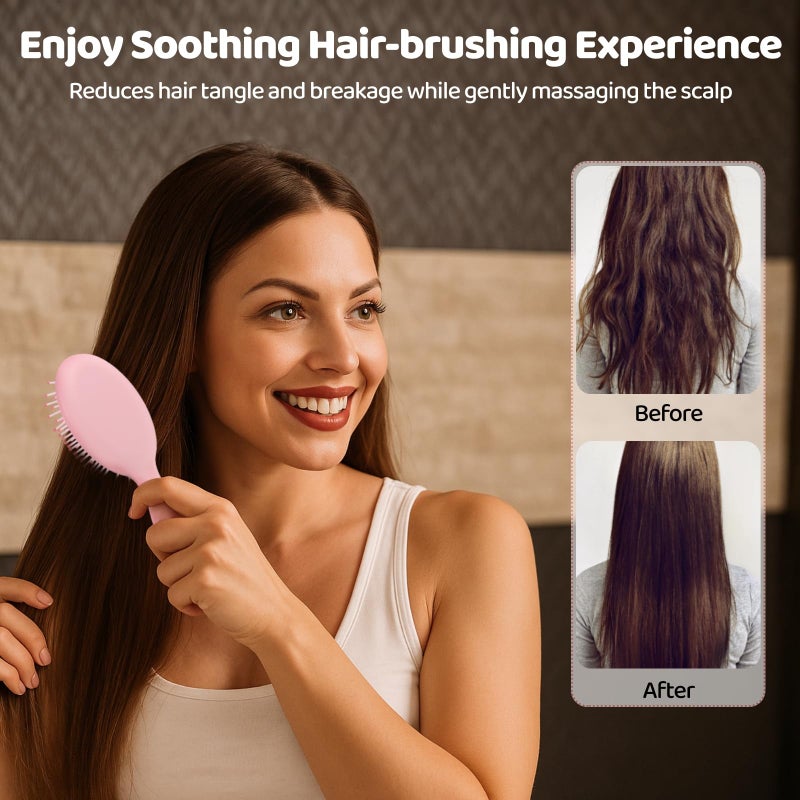 Homaisson 100 Pcs Mini Wet Hair Brushes, Travel Detangling Hairbrushes, Soft Cushion Tangle-less Hair Combs for Dry & Wet Hair, Compact for Little Ones and Adults, 10 Colors, Ideal for Home, Travel - Image 5