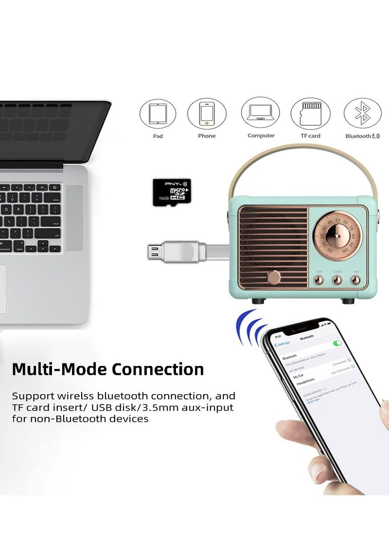 Generic HM-11 Bluetooth Portable Radio, Retro Mini Speaker with Clear Stereo Sound, Rich Bass for iPhone, Android Devices and Tablets(Blue)  - Image 2