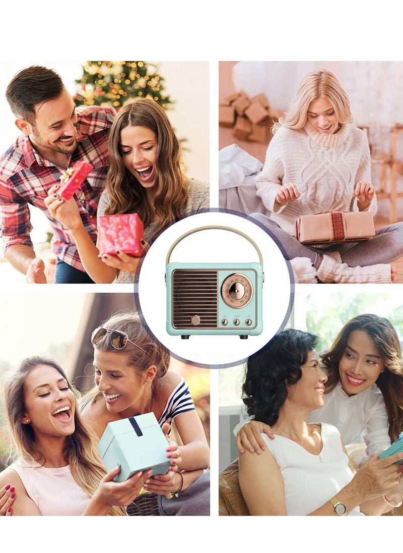 HM-11 Bluetooth Portable Radio, Retro Mini Speaker with Clear Stereo Sound, Rich Bass for iPhone, Android Devices and Tablets(Blue)