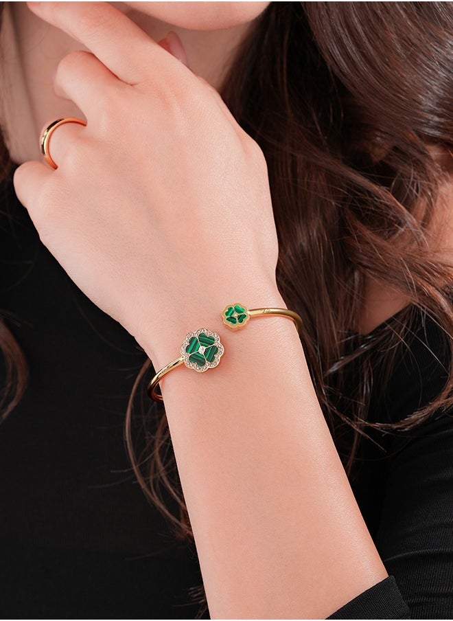 POLICE - Flora Gold Plated Ladies Bangle With Malachite and Crystals 60x50MMPEJLG0003201 - Image 1