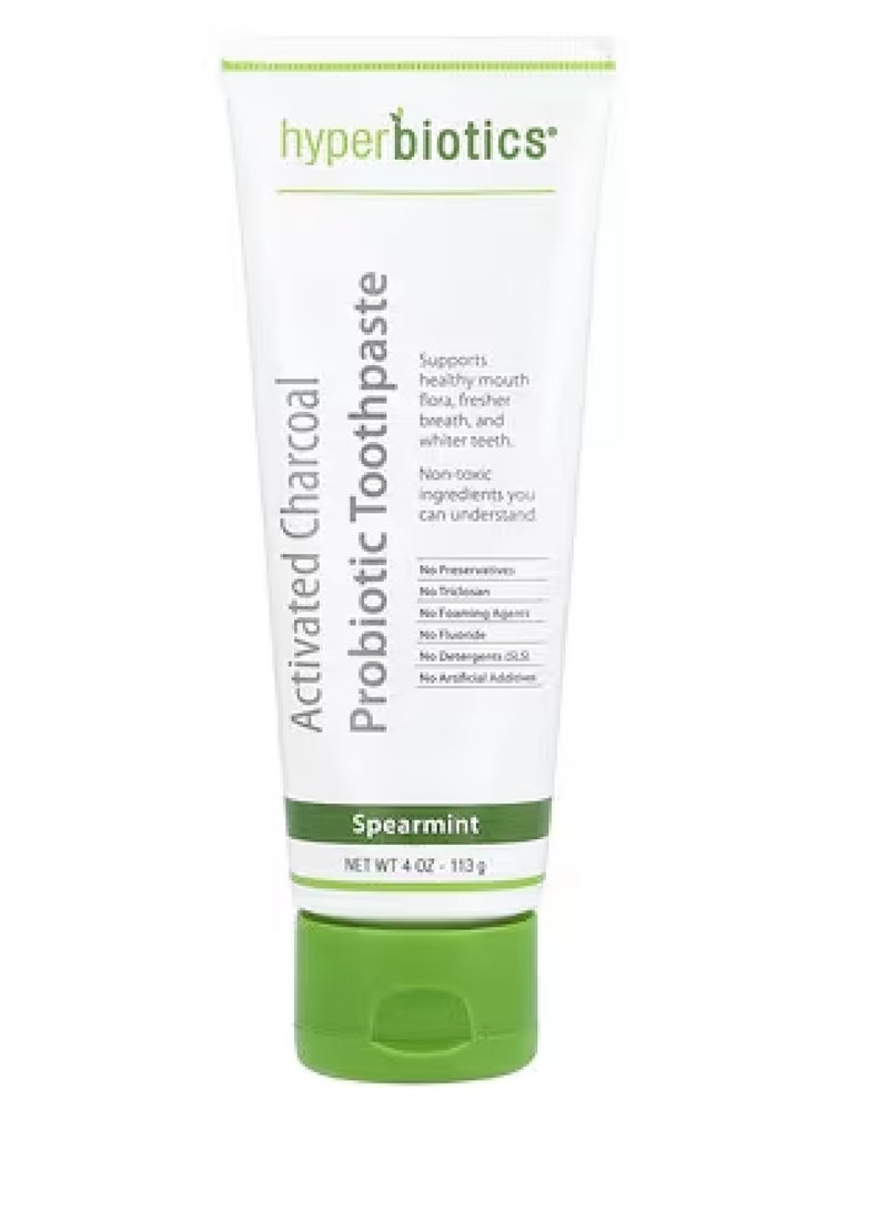 Hyperbiotics Activated Charcoal Probiotic Toothpaste, Spearmint, 4 oz (113 g)