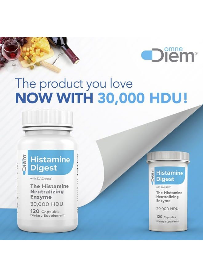 OmneDiem إنزيم هضم الهيستامين DAO 30,000 HDU - 120 كبسولة - إنزيم محايد للهيستامين - تخفيف عدم تحمل الهيستامين مع دايامين أوكسيداز - Image 2