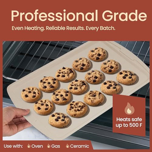 BAKKENMASTER Bakken Master 20 Piece Cookware Set - Pots and Pans with Handle Grips and Tempered Glass Lids, With 6-piece Bakeware Set, Nonstick Granite Coating, Ceramic Max Temperature (Up To 500° F), Cream - Image 5