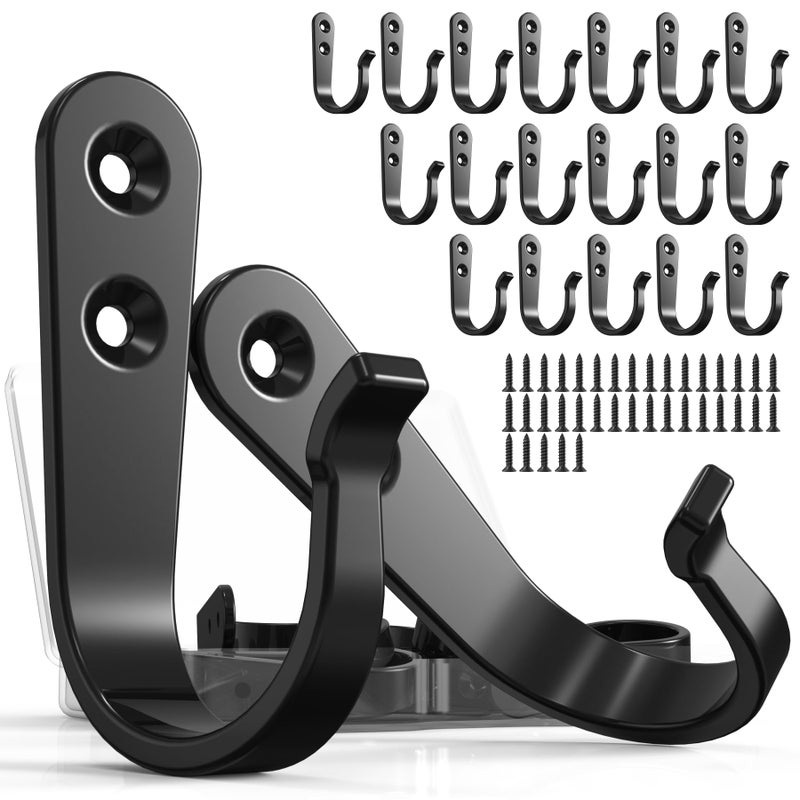 BREYDROK 20PCS Heavy Duty Metal Coat Hooks for Wall, Single Prong Hanging Hooks with 40 Screws for Towels, Backpacks, Hats & Dog Leashes - Image 1