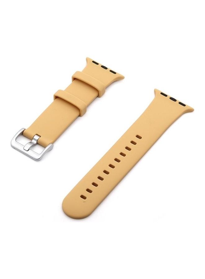 NIBEMINENT Silver Buckle Silicone Replacement Strap Watchband For Apple Watch Series 7/6/SE/5/4/3/2/1 41/40/38mm Walnut - Image 1
