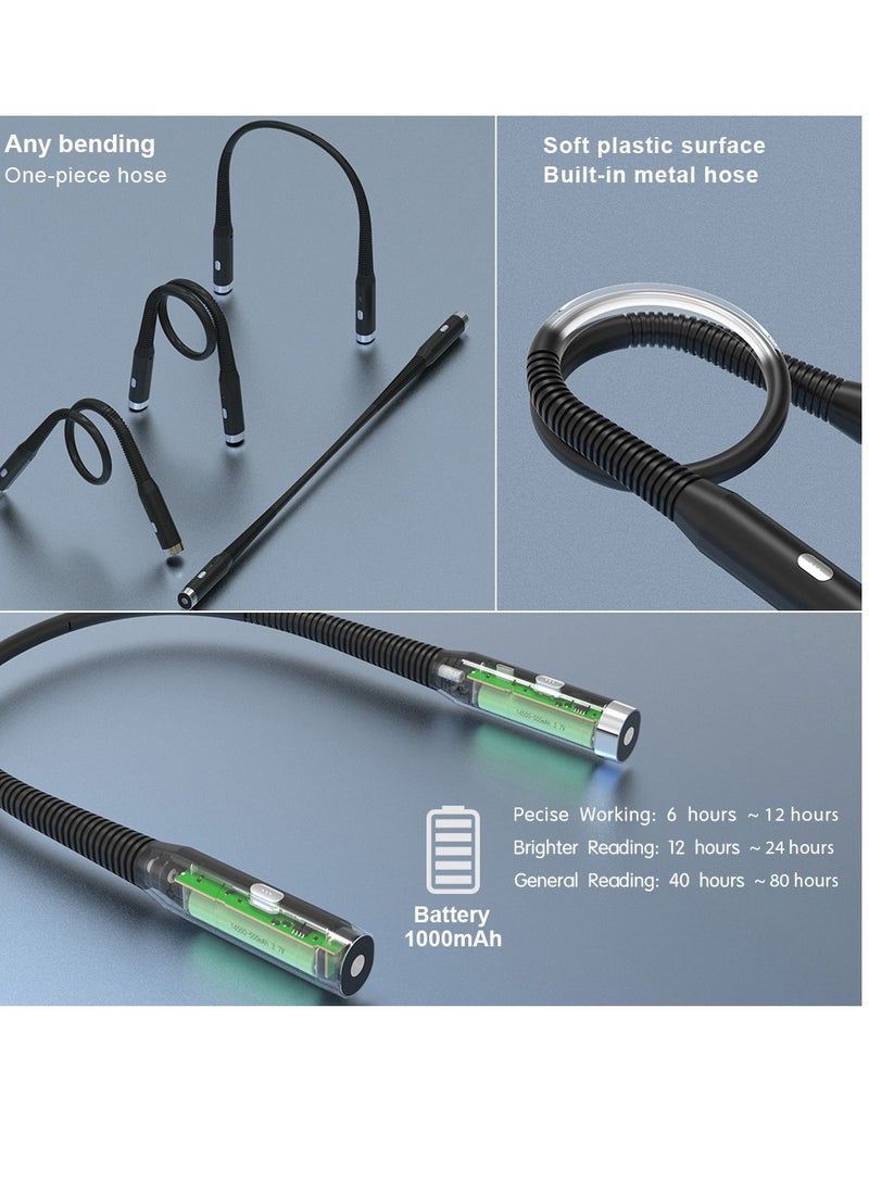 AROAQ مصباح قراءة دائري العنق،  3 أوضاع حضن لمبة القراءة، مصباح كتاب محمول قابل للشحن عبر USB للقراءة، الحياكة، الحرف الأسود  - Image 2