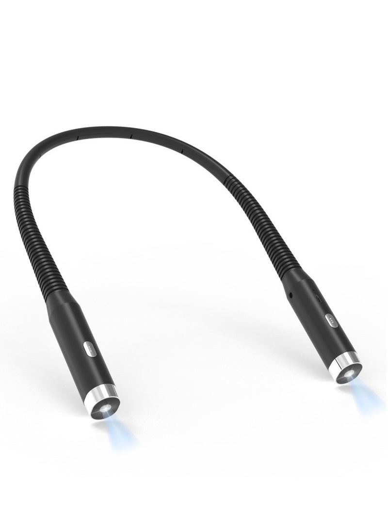 AROAQ مصباح قراءة دائري العنق،  3 أوضاع حضن لمبة القراءة، مصباح كتاب محمول قابل للشحن عبر USB للقراءة، الحياكة، الحرف الأسود  - Image 1
