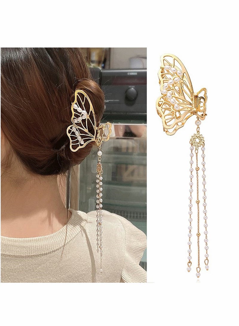 Hair Clips, erfly Clips, Metal Hair Claw Clip, Fashion Nonslip Hair Clamps, Tassel Hair Catch Clip, Barrettes Hair Accessories, for Styling Thick Hair Thin Hair, for Women and Girls as Gift 1PCS - Image 1