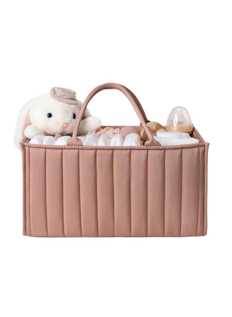 Baby Diaper Storage Box, Fashion Baby Storage Basket - Baby Shower Gift, Multifunctional Diaper Bag for Mother and Baby Products, Foldable Diaper Station Baby Storage Rack (Rouge Powder)  - Image 1