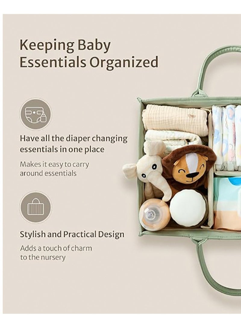 Baby Diaper Storage Box, Fashion Baby Storage Basket - Baby Shower Gift, Multifunctional Diaper Bag for Mother and Baby Products, Foldable Diaper Station Baby Storage Rack (Rouge Powder)  - Image 2