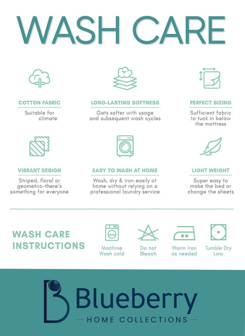 Blueberry 6 Pieces Super King Size Duvet Cover Set - Includes 1 Duvet Cover (240x260cm), 1 Fitted Sheet (200x200+30cm), 4 Pilow Cases - Image 4