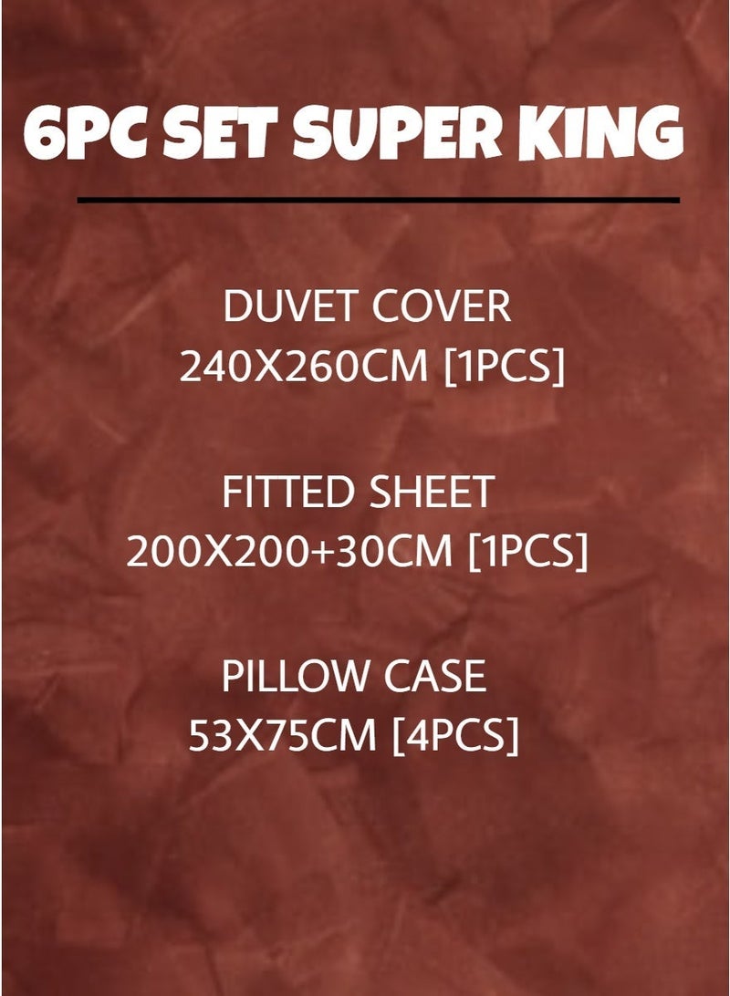 Blueberry 6 Pieces Super King Size Duvet Cover Set - Includes 1 Duvet Cover (240x260cm), 1 Fitted Sheet (200x200+30cm), 4 Pilow Cases - Image 2