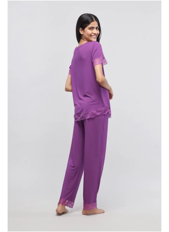 NeceSera Dreamy Purple Lace Pajamas