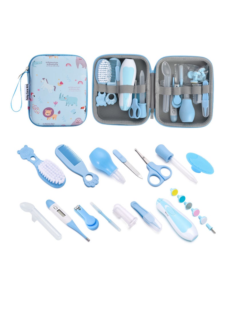دوكو 20PCS الرعاية الصحية للأطفال الجدد ومجموعة الرعاية ، 20 في 1 مجموعة تقطيع الأظافر الكهربائية للأطفال حديثي الولادة مجموعة الرعاية الصحية للأطفال حديثي الولادة الأطفال الصغار الأطفال الأولاد البنات الأطفال 0-3 سنوات (أزرق) - Image 1
