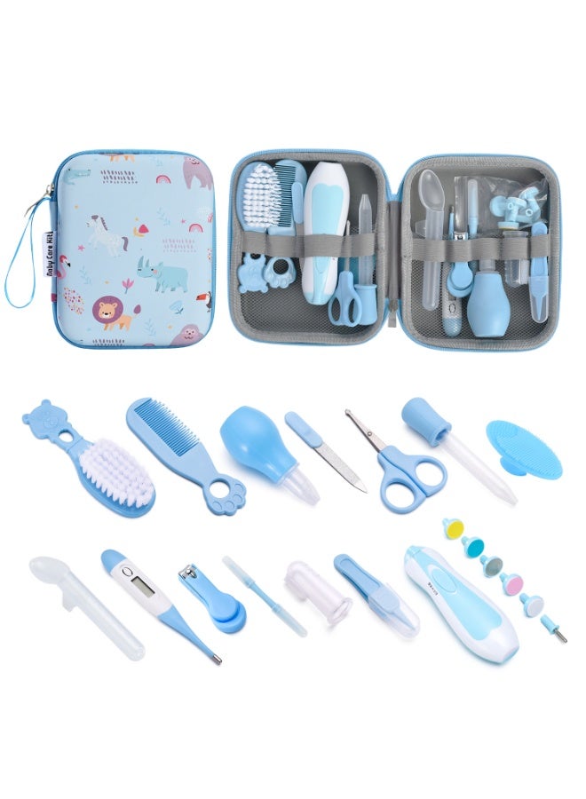 دوكو 20PCS الرعاية الصحية للأطفال الجدد ومجموعة الرعاية ، 20 في 1 مجموعة تقطيع الأظافر الكهربائية للأطفال حديثي الولادة مجموعة الرعاية الصحية للأطفال حديثي الولادة الأطفال الصغار الأطفال الأولاد البنات الأطفال 0-3 سنوات (أزرق) - Image 4