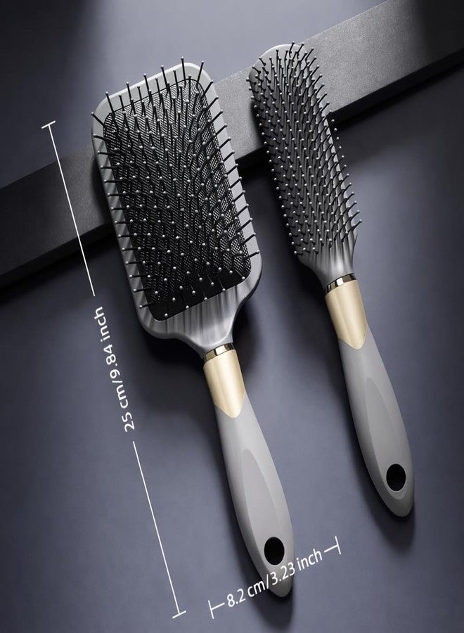 Hexwell فرشاة ومشط شعر هيكسويل للنساء والرجال - قطعتان من فرشاة الشعر العريضة الرمادية لفك تشابك الشعر، مثالية للشعر الطويل والكثيف والمجعد، للاستخدام الرطب والجاف | لمسة نهائية ناعمة ولامعة - Image 5