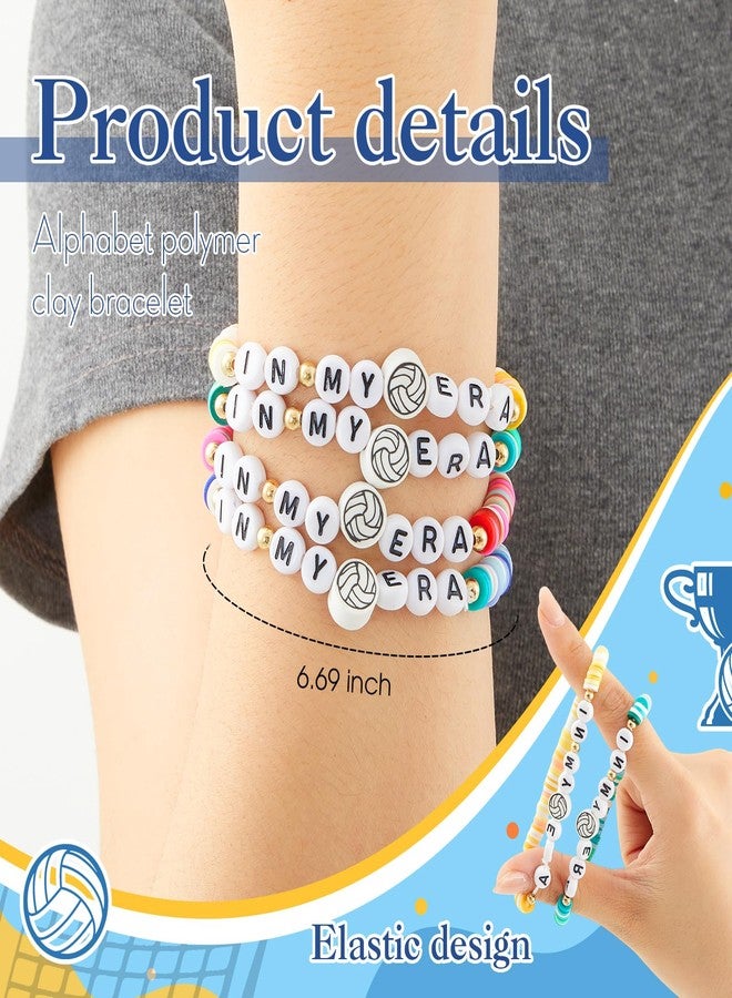 Quelay 24 Pcs Christmas Appreciation Bracelets Gift Bulk for Team Sports Dance Clay Beaded Stretchy Era Bracelets Party Favor for Volleyball Basketball Tennis Football Softball Gifts(Volleyball) - Image 2