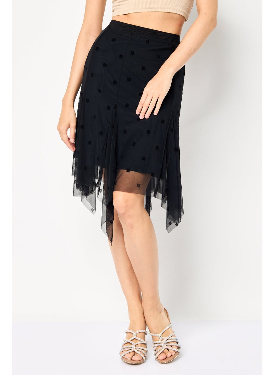 GIVENCHY Women Brand Logo Mini Skirt, Black  - Image 1