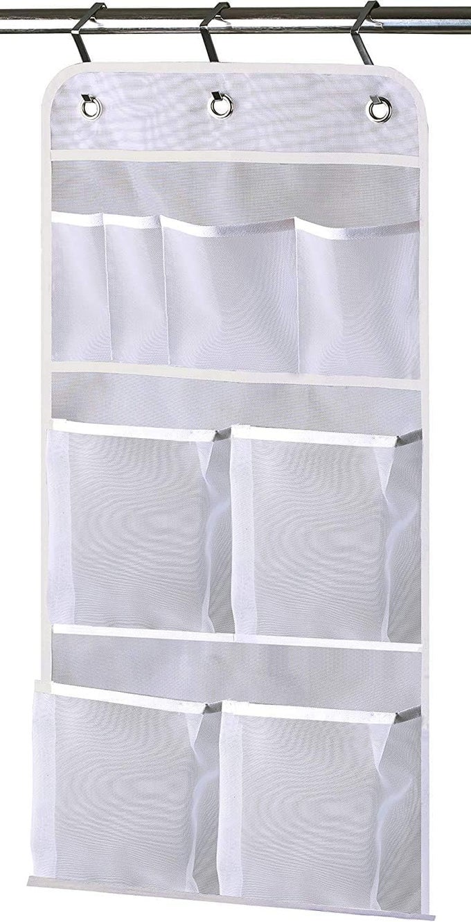 HANGING MESH POCKETS HOLD 340OZ1000ML SHAMPOO SHOWER ORGANIZER WITH OVER THE DOOR HOOKS