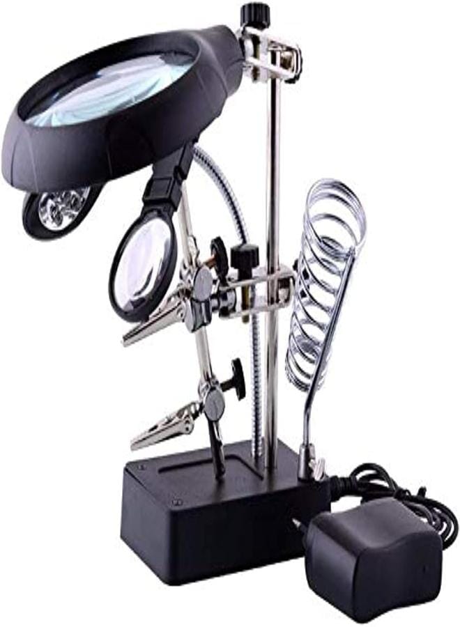 UNI-T 2.5X, 7.5X 10X Led Light Magnifier & Desk Lamp Helping Hand Repair Clamp Alligator Auxiliary Clip Stand Desktop Magnifying Glasses