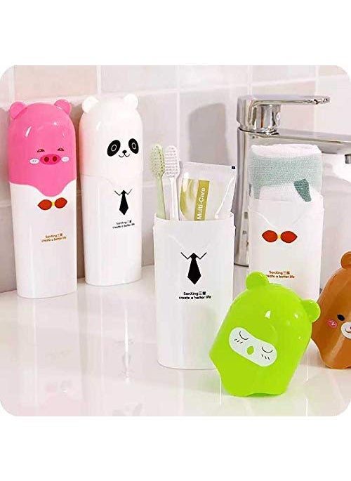 svk dream SVK Dream Portable Cartoon Animal Toothbrush Holder Box Plastic Tooth Mug Toothpaste Case Cup Travel Camping Multi Colour 1pc  - Image 5