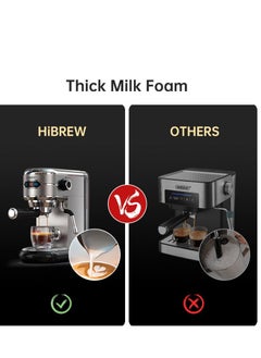 HiBREW HiBREW Coffee Maker Cafetera  Inox Semi Automatic Super Slim ESE POD& Powder Espresso Cappuccino Machine 1450W H11-UK-N  - Image 4