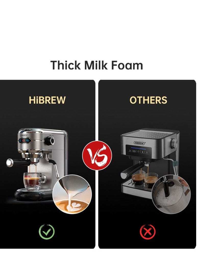 HiBREW - HiBREW Coffee Maker Cafetera  Inox Semi Automatic Super Slim ESE POD& Powder Espresso Cappuccino Machine 1450W H11-UK-N - Image 1