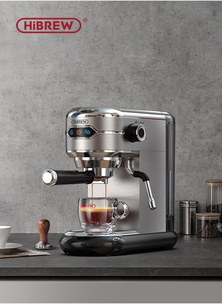 HiBREW - HiBREW Coffee Maker Cafetera  Inox Semi Automatic Super Slim ESE POD& Powder Espresso Cappuccino Machine 1450W H11-UK-N - Image 1