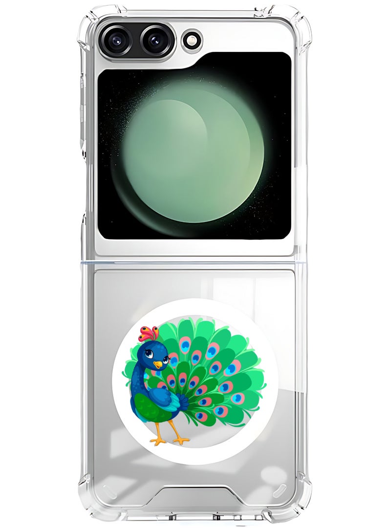 Theodor Magnetic Case for Samsung Galaxy Z Flip 5 Compatible with MagSafe Wireless Charging, Shockproof Phone Bumper Cover peacock - Image 1
