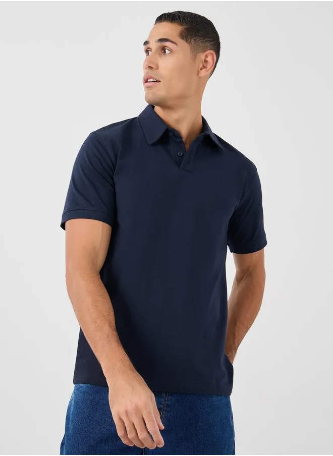 ستايلي Styli Solid Smart Stretch Cotton Polo T-Shirt