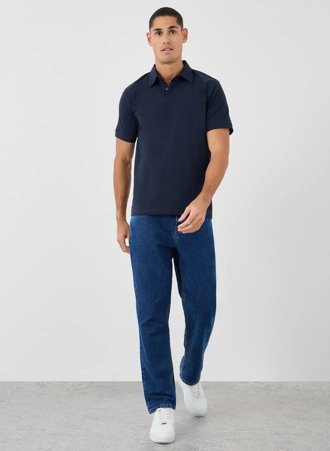 Styli Styli Solid Smart Stretch Cotton Regular Fit Polo